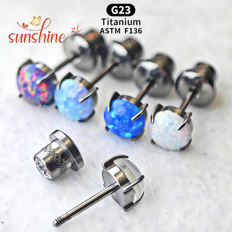 Opal Earrings Dangle - 2PCS ASTM F136 Titanio Opale Pietra