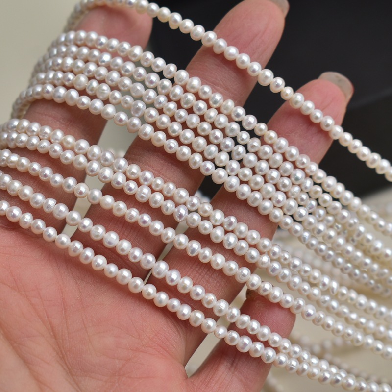 Pearl Necklace - Perle naturali d’acqua dolce, bianche, sfere