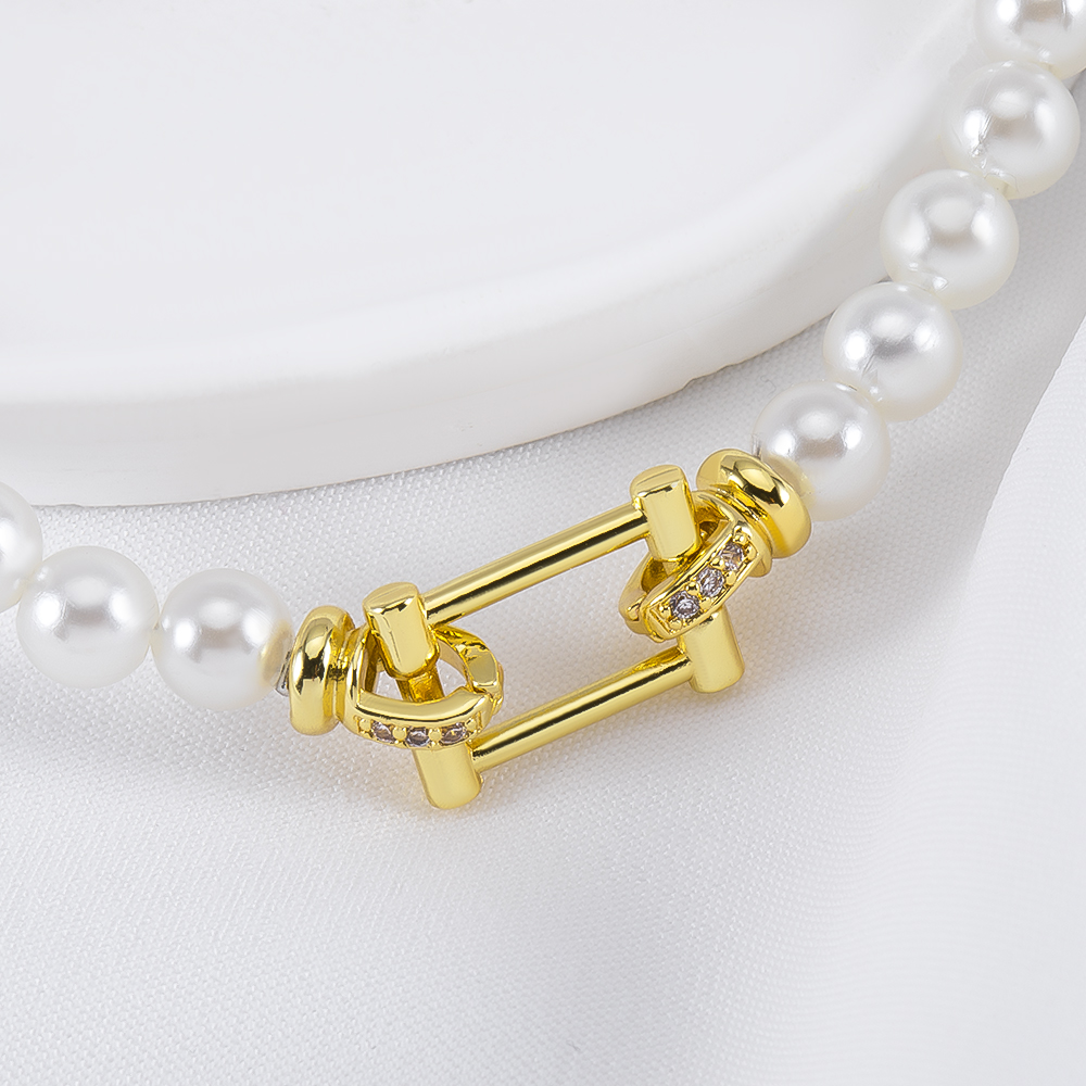 Pearl Necklace - Chiusure a Scatto Rettangolari in Ottone